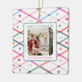 Merry Engaged Love Pastel Pattern Couples Photo セラミックオーナメント (左)