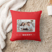 Merry Era Bright Funny One Photo Red Christmas クッション (ブランケット)
