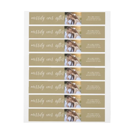 Merry Ever After Holidayの写真結婚アドレス ラップアラウンドラベル (シート)