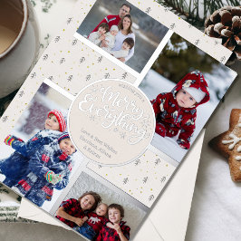 Merry Everything ノルディックパイン 4枚の写真入り シルバー 箔シーズンカード