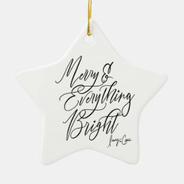 Merry & Everything Bright Round Christmas Ornament セラミックオーナメント