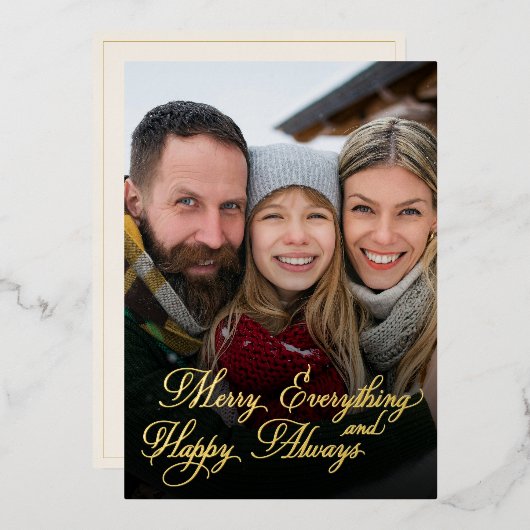 Merry Everything Happy Always オーバーレイ 写真入り 箔シーズンカード (正面/裏面)