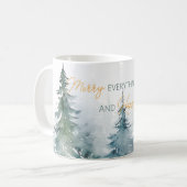 Merry Everything Happy Always Trees Personalized コーヒーマグカップ (正面左)