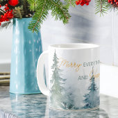 Merry Everything Happy Always Trees Personalized コーヒーマグカップ
