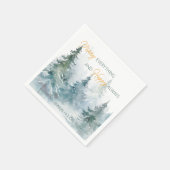 Merry Everything Happy Always Winter Trees スタンダードカクテルナプキン (角)