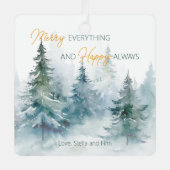 Merry Everything Happy Always Winter Trees メタルオーナメント (正面)