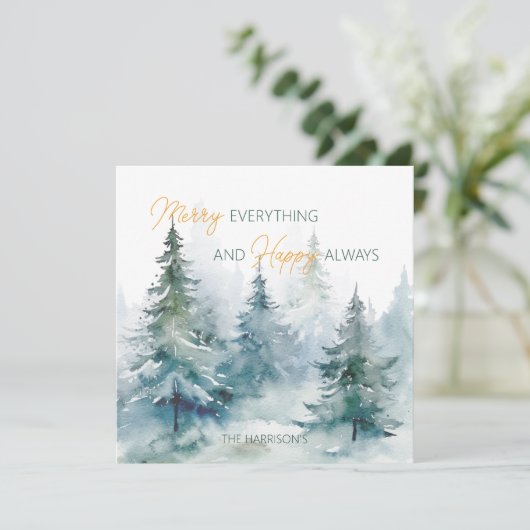 Merry Everything Happy Always Winter Trees Flat シーズンカード (スタンド正面)