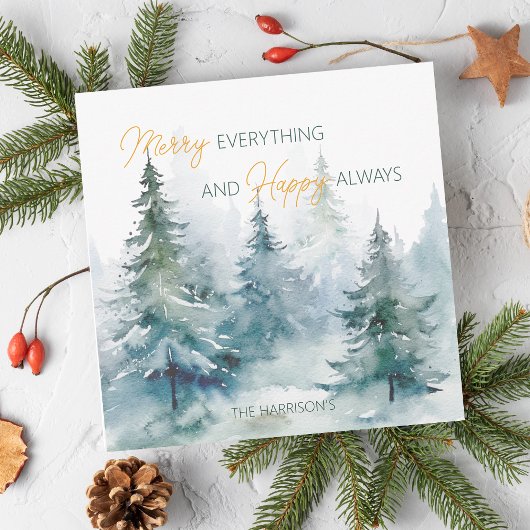 Merry Everything Happy Always Winter Trees Flat シーズンカード