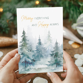 Merry Everything Happy Always Winter Trees Flat シーズンカード