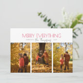 Merry Everything Three Photo Christmas Card シーズンカード (スタンド正面)