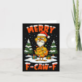 Merry F-caw-f Chicken Christmas Funny Rooster Men カード (正面)