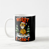 Merry F-caw-f Chicken Christmas Funny Rooster Men  コーヒーマグカップ (左)