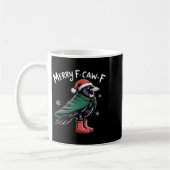 Merry F-caw-f Crow, Black Bird Christmas, Christma コーヒーマグカップ (左)
