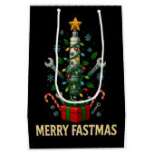 Merry Fastmas Spark Plug Christmas Tree Mechanic  ミディアムペーパーバッグ (裏面)