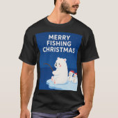 Merry Fishing Christmas – Cute Polar Bear&Snowmen Tシャツ (正面)