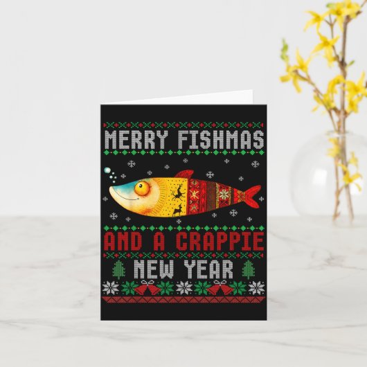 Merry Fishmas And A Crape New Year Ugly Fisherman  カード (黄色い花)