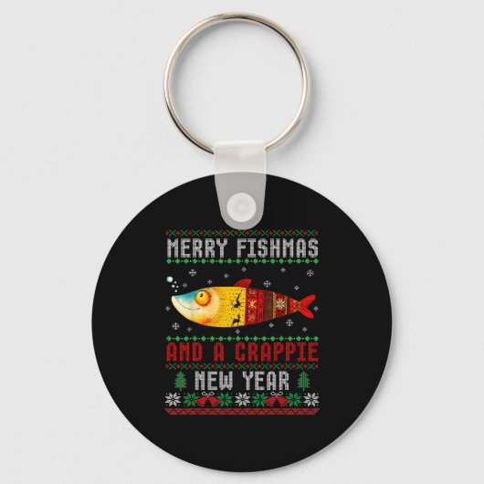 Merry Fishmas And A Crape New Year Ugly Fisherman  キーホルダー (正面)