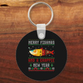 Merry Fishmas And A Crape New Year Ugly Fisherman  キーホルダー (正面)