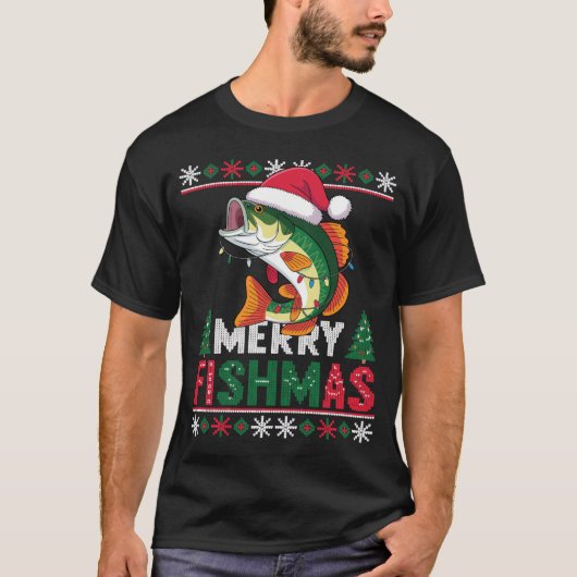 Merry Fishmas Angler Weihnachtsgeschenk Shirt Tシャツ (正面)