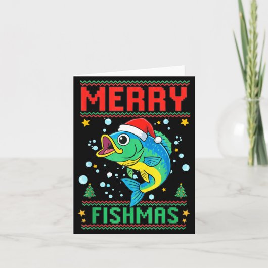 Merry Fishmas B Fish Fishing Christmas  カード (正面)