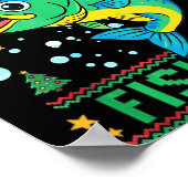 Merry Fishmas B Fish Fishing Christmas  ポスター (角)