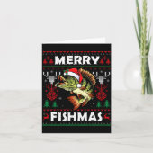 Merry Fishmas B Fish Fishing Christmas Ugly Sweate カード (正面)