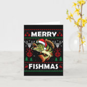 Merry Fishmas B Fish Fishing Christmas Ugly Sweate カード (黄色い花)