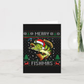 Merry Fishmas B Fish Fishing Christmas Ugly Sweate カード (正面)