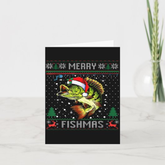 Merry Fishmas B Fish Fishing Christmas Ugly Sweate カード (正面)