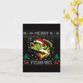 Merry Fishmas B Fish Fishing Christmas Ugly Sweate カード (黄色い花)