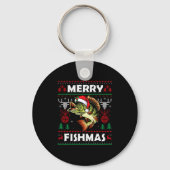 Merry Fishmas B Fish Fishing Christmas Ugly Sweate キーホルダー (正面)