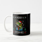 Merry Fishmas B Fish Fishing Christmas Ugly Sweate コーヒーマグカップ (左)
