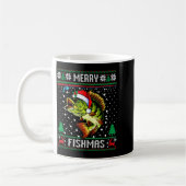 Merry Fishmas B Fish Fishing Christmas Ugly Sweate コーヒーマグカップ (左)
