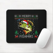 Merry Fishmas B Fish Fishing Christmas Ugly Sweate マウスパッド (マウス)