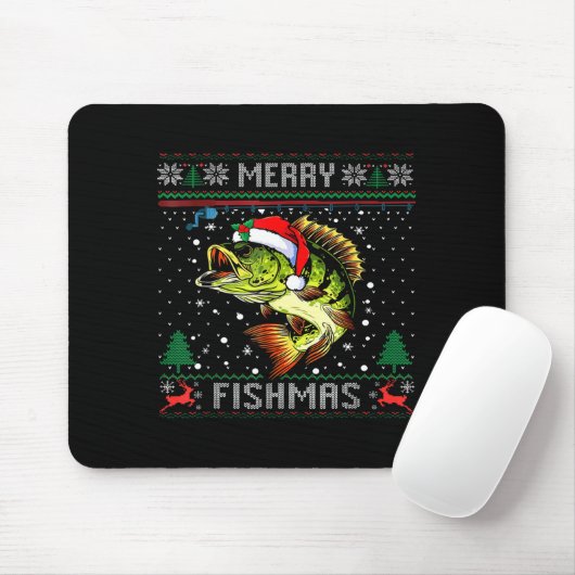 Merry Fishmas B Fish Fishing Christmas Ugly Sweate マウスパッド (マウス)