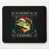 Merry Fishmas B Fish Fishing Christmas Ugly Sweate マウスパッド (正面)