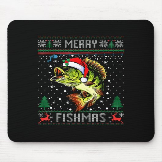 Merry Fishmas B Fish Fishing Christmas Ugly Sweate マウスパッド (正面)