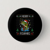 Merry Fishmas B Fish Fishing Christmas Ugly Sweate 缶バッジ (正面)