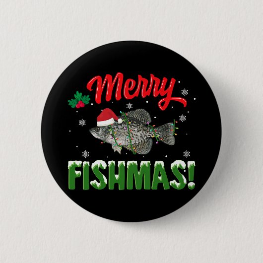 Merry Fishmas Christmas Fish lover 缶バッジ (正面)