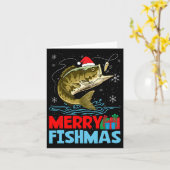 Merry Fishmas Christmas Fishing Holiday  カード (黄色い花)