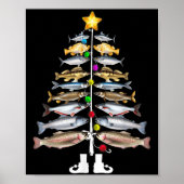 Merry Fishmas Christmas Tree Funny Fishing  ポスター (正面)