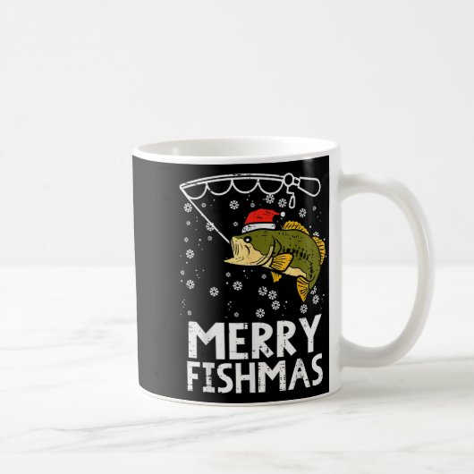 Merry Fishmas Fish Fishing Xmas Christmas Dad Men コーヒーマグカップ (右)