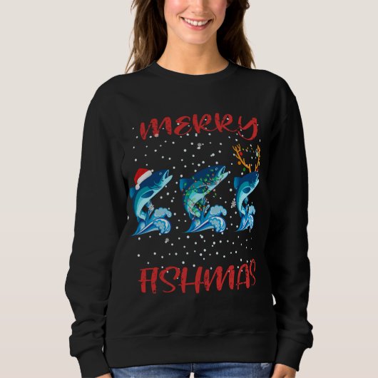 Merry Fishmas Fishing Christmas Pajama Gifts Fishm スウェットシャツ (正面)