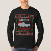 Merry Fishmas Fishing Ugly Christmas Sweater Tシャツ (正面)