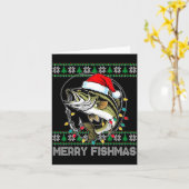 Merry Fishmas Funny B Fishing Christmas For Women  カード (黄色い花)