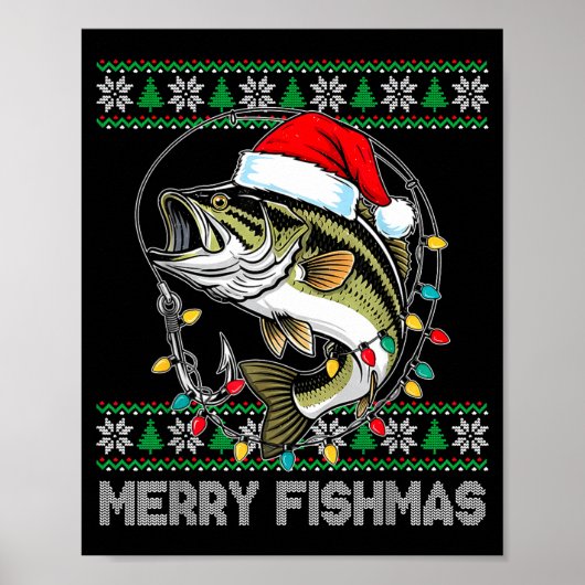 Merry Fishmas Funny B Fishing Christmas For Women  ポスター (正面)