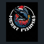 Merry Fishmas Funny Fish Christmas Fishing Xmas ポスター<br><div class="desc">This Merry Fishmas outfit with funny Christmas tree Xmas lights fish fishing rod and snow around graphic is a great idea for fishing,  fish lover,  fisherman,  fishermen,  the Christmas tree.</div>