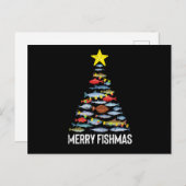 Merry Fishmas Funny Fish Christmas Fishing Xmas ポストカード (正面/裏面)