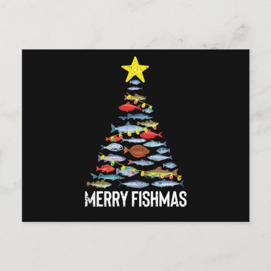 Merry Fishmas Funny Fish Christmas Fishing Xmas ポストカード (正面)