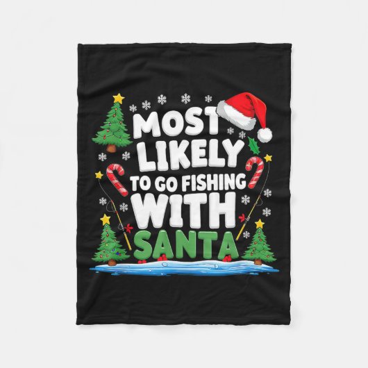 Merry Fishmas Funny Fish Santa Bigfoot Christmas F フリースブランケット (正面)